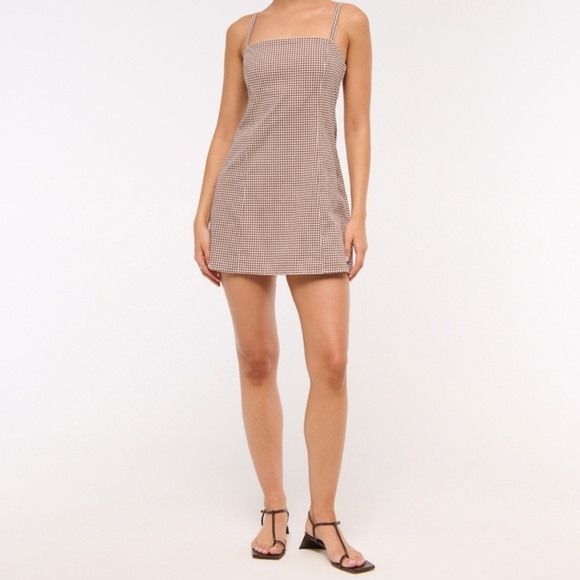 Abercrombie & Fitch Brown Checkered Mini Dress - Picture 2 of 4